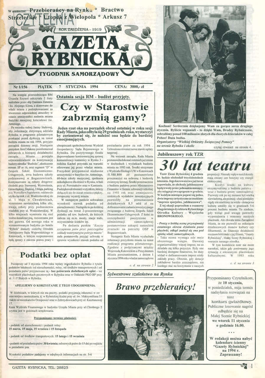 Archiwalne wydania Gazety Rybnickiej: 1994 rok