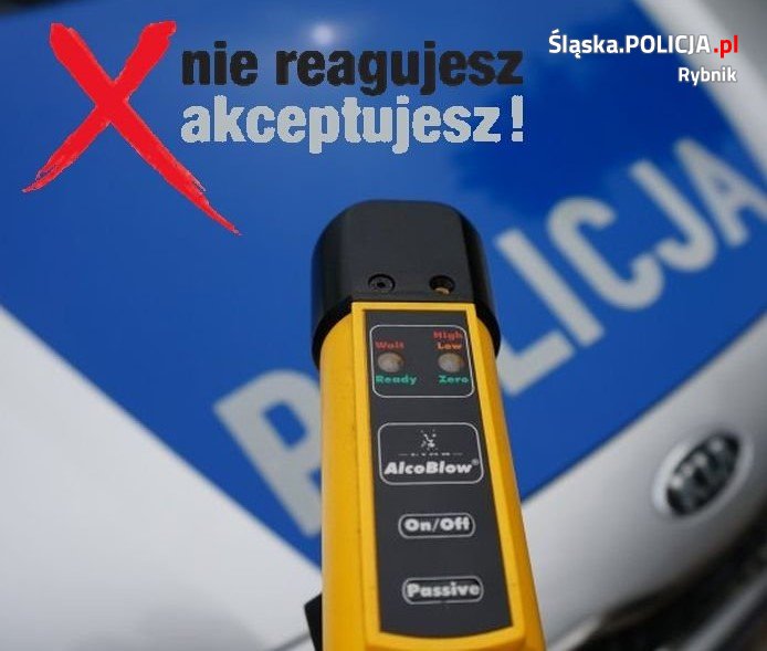 Mieszkańcy Rybnika ujęli nietrzeźwego kierowcę, co jest przykładem postawy promowanej przez kampanię społeczną „Nie reagujesz – akceptujesz”. Zdj. KMP Rybnik.