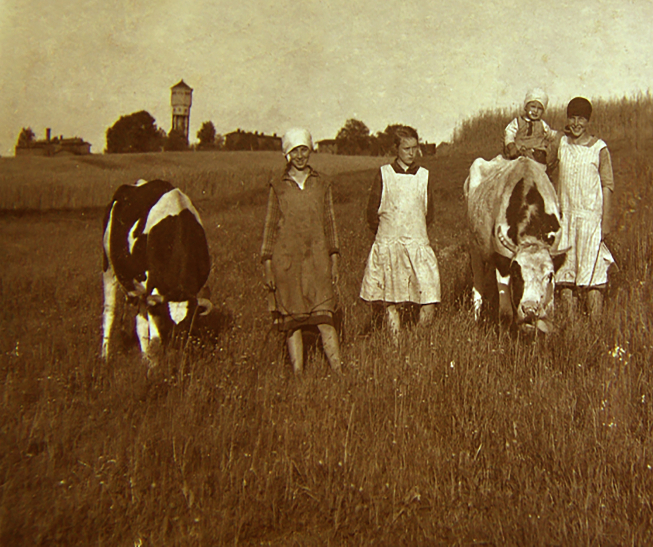 W tle tego rybnickiego zdjęcia sprzed stu lat widzimy wieżę wodną. Czy ona przetrwała do dzisiaj? Gdzie zrobiono tę fotografię?