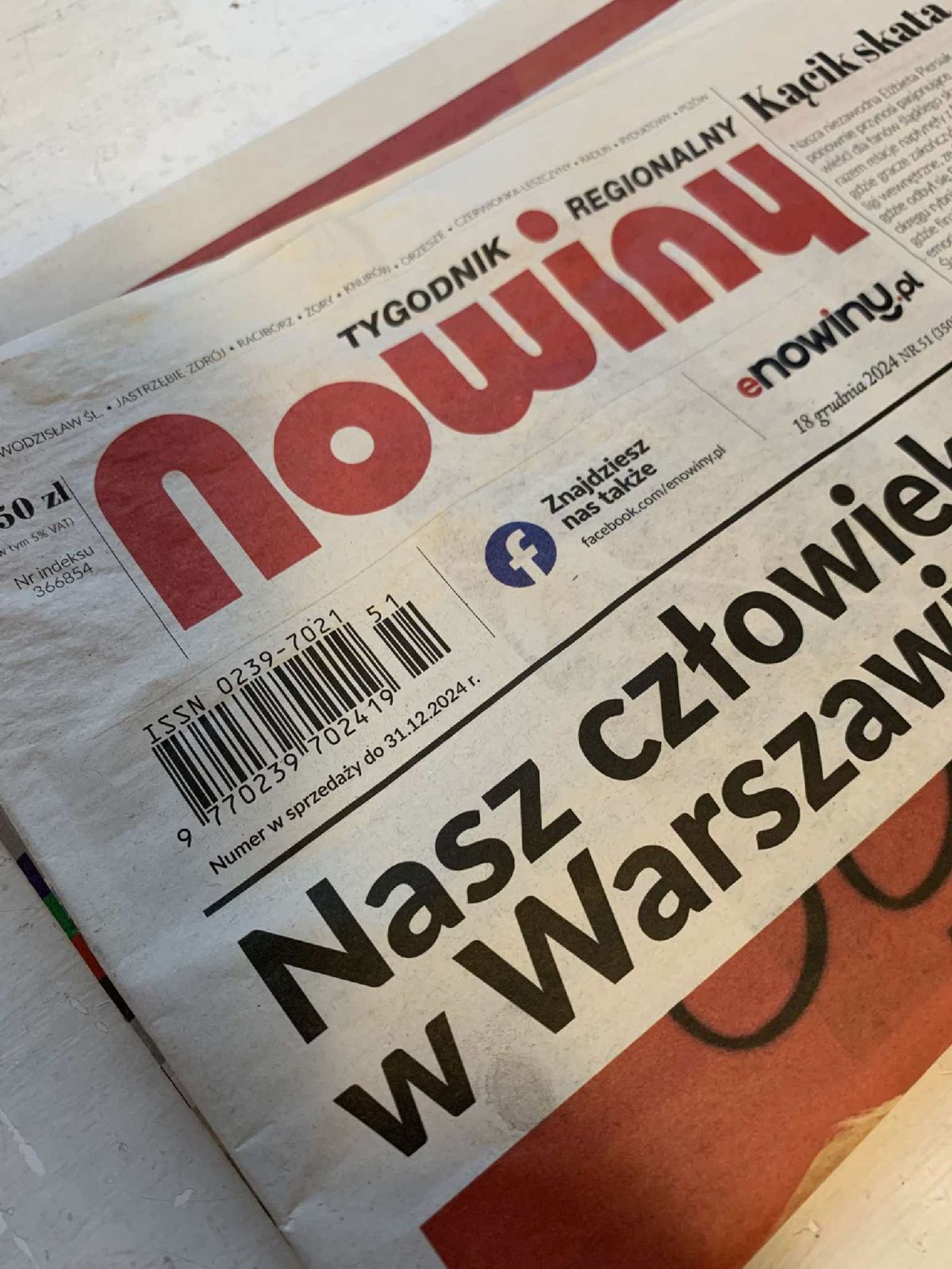 Ostatni jak się okazało numer Tygodnika Regionalnego "Nowiny" ukazał się przed świętami, 18 grudnia 2024 roku  Zdj. Wacław Troszka