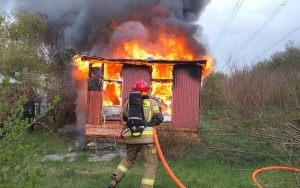 Pożar altany w ogródkach działkowych w Rybniku (1)
